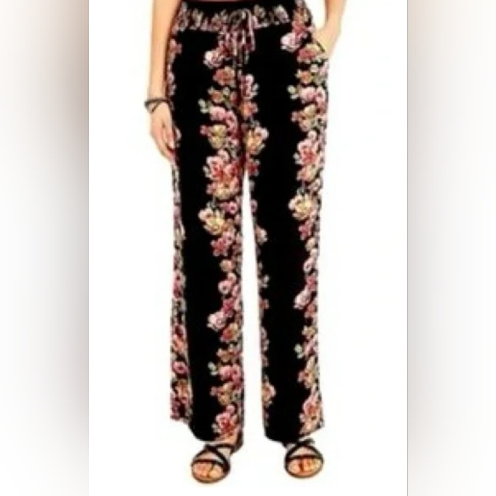 Maurices Black Floral Wide Leg Pants